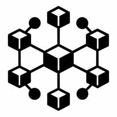 Blockchain Nodes Black Silhouette Illustration