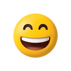 Fototapeta premium 3D Render of a Happy Smiling Yellow Emoji Face with Wide Open Mouth and Closed Eyes