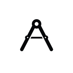 Minimalist black geometry compass icon for mathematical and architectural design applications