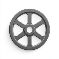 Obraz premium Dark Gray Metal Wheel with Six Spokes on White Background