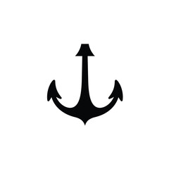 Simple black anchor illustration isolated on white background nautical symbol design