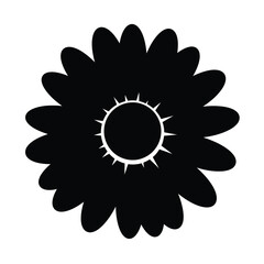 Black and white flower silhouette isolated spring daisy design element