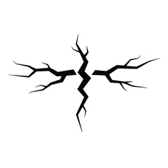 Black and white illustration of a crack branching outward vector