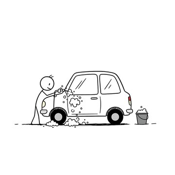 recommend clip art: Stick Figure Washing a Car with Soap and Water