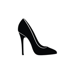 Elegant black high heel shoe fashion icon silhouette vector illustration