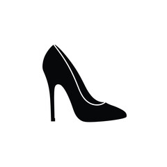 Elegant black high heel shoe vector icon isolated on white background