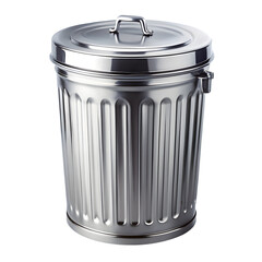 Metal trash can isolated on white background