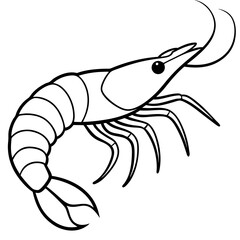 Continuous Line Shrimp Vector Art