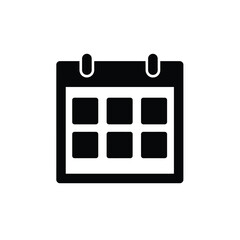 Black simple calendar icon vector illustration date reminder symbol