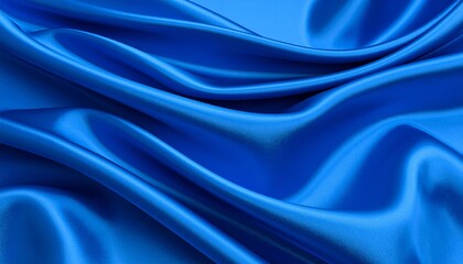 Obraz premium Luxurious Royal Blue Satin Fabric Draped Softly Elegant Texture Background