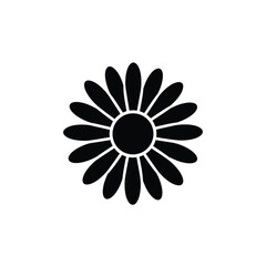 Simple black daisy flower silhouette design element isolated on white background