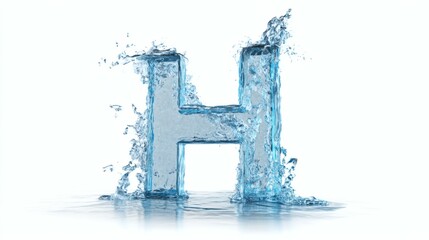 Fototapeta premium Water Letter H Liquid Forming Shape Transparent Font Aqua Surface Refreshing