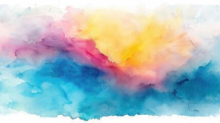 abstract watercolor painting with vibrant blue, pink, and yellow hues blending smoothly to create a soft, dreamy, and calming atmosphere