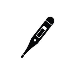 Black and white digital thermometer illustration used for healthcare and medical purposes
