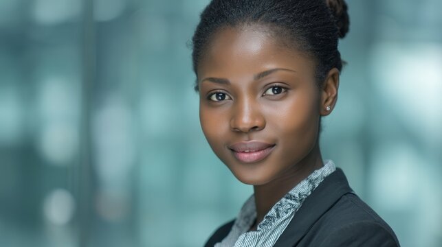 African businesswoman smiling confidently, portrait of professionalism and warmth