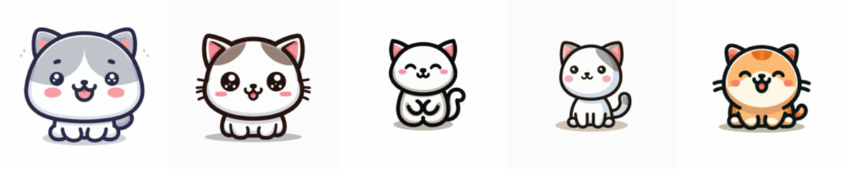 Vector collection of cute smiling cats
