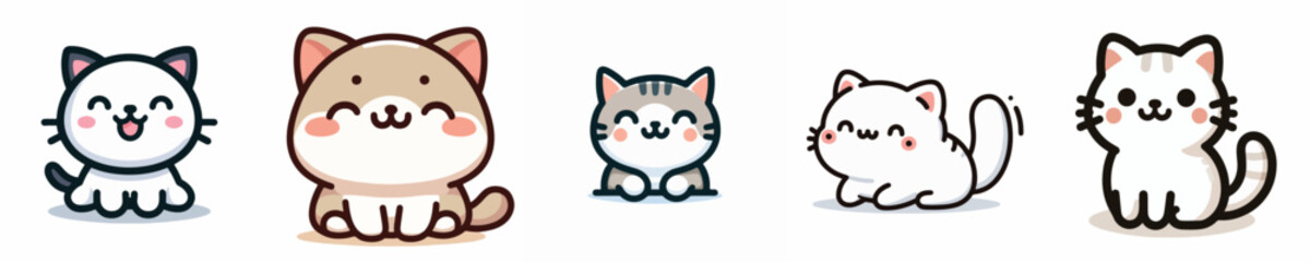 Vector collection of cute smiling cats