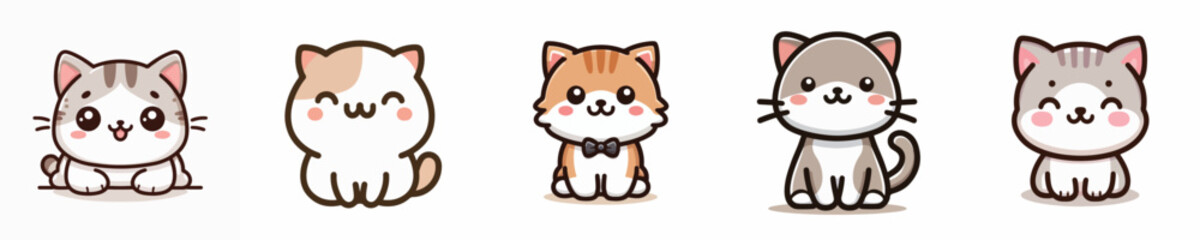 Vector collection of cute smiling cats