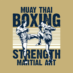 muay thai martial art retro style