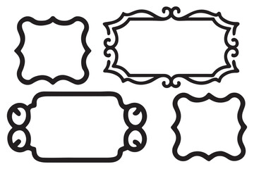 Decorative Frame Collection, Vintage and Modern Border Styles, Hand-Drawn Ornamental Outline Set