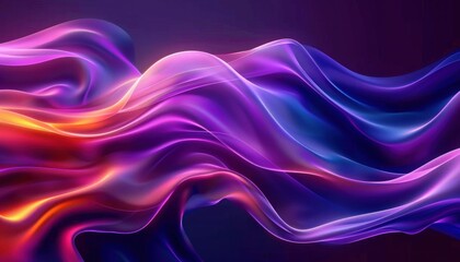 Naklejka premium flowing smooth abstract waves of vibrant purple, pink, orange, and blue hues creating a dynamic and ethereal visual emotion of fluid motion and energy
