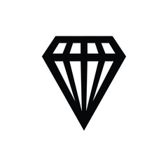 Simple black diamond symbol icon for jewelry wealth and luxury concepts