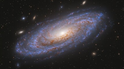 Naklejka premium Spiral galaxy in deep space, celestial panorama.