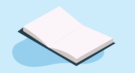 Flat illustration of a flipping book viewed from the side, showcasing the pages in motion with a clean, simple style, symbolizing reading, knowledge, and education in a minimalist design.