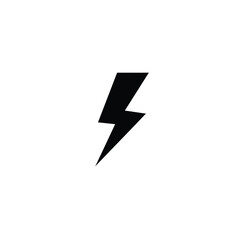 Minimalist black lightning bolt icon isolated on white background power symbol