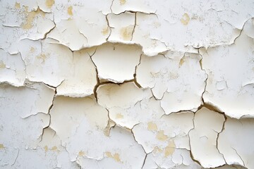 Obraz premium Close-up view of cracked, peeling white paint on a surface.
