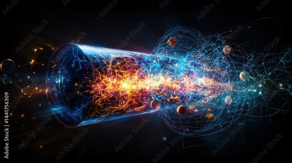 Aufkleber Cosmic explosion of energy and matter universe visualization digital art infinite space abstract concept