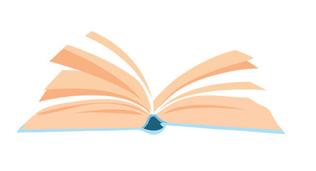 illustration of a flipping book viewed from the side, showcasing the pages in motion with a clean, simple style, symbolizing reading, knowledge, and education in a minimalist design.