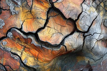Fototapeta premium Intricate patterns of a weathered tree trunk.