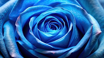Obraz premium Blue Rose Macro Photography: Panoramic Close-Up of Elegant Petal Texture