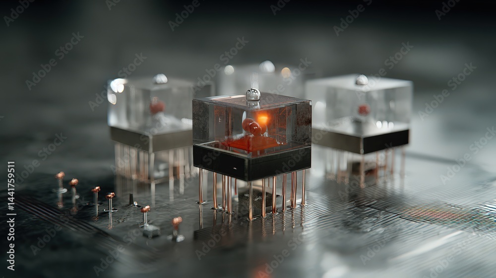 Poster Intriguing circuit board with a lit candle creating an unique contrast between technology and warm candlelight