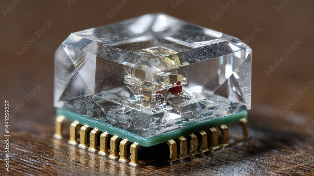 Poster Radiant diamond elegantly displayed on a smooth table surface enhancing its natural luster and sparkling features