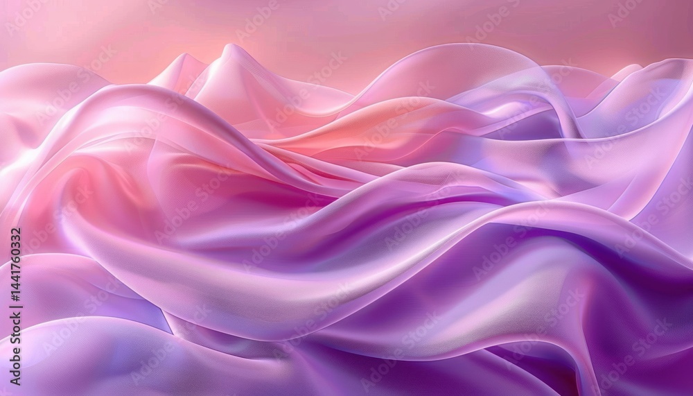 Leinwandbilder soft flowing translucent fabric folds in gentle pastel shades of pink and purple creating a smooth w