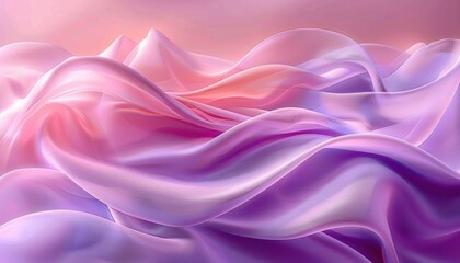 Fototapeta premium soft flowing translucent fabric folds in gentle pastel shades of pink and purple creating a smooth wave-like abstract landscape with a calm and serene mood