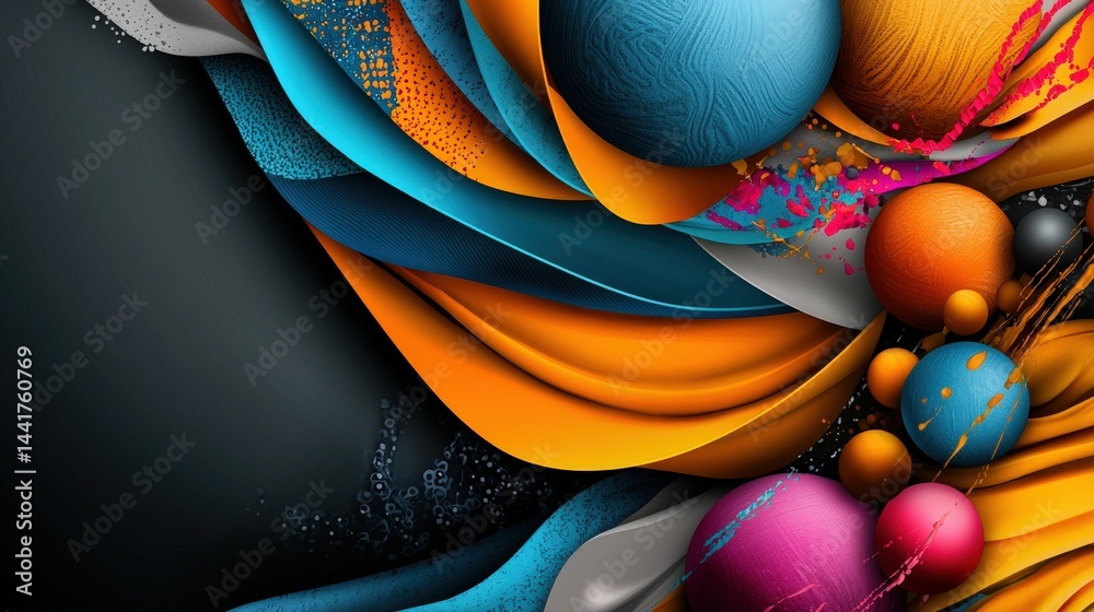 Poster dynamic material textures illustration digital art abstract design colorful environment creative vie