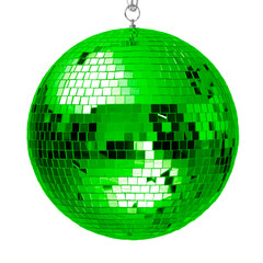 One bright shiny disco ball on white background