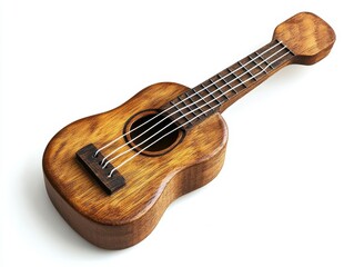 Rustic Miniature Ukulele on White Background