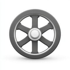 Obraz premium Gray Six Spoke Wheel 3D Render on White