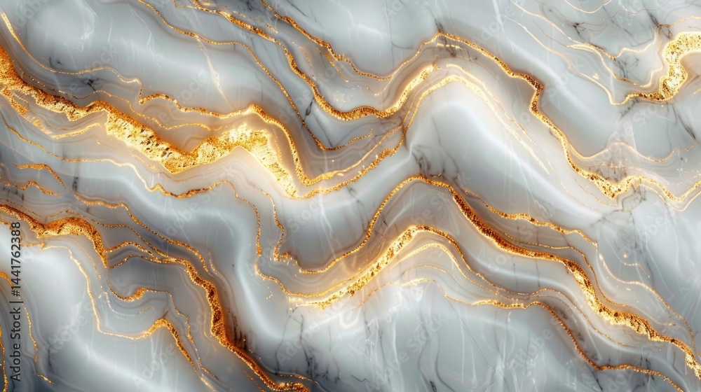 Aufkleber abstract flowing marble texture with smooth gray waves highlighted by vibrant gold veins creating an elegant and luxurious effect