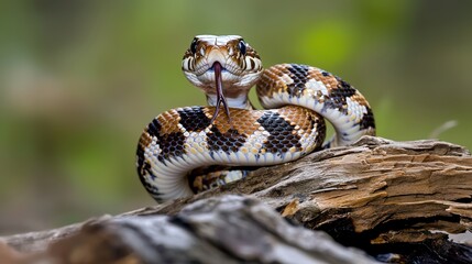 Naklejka premium Rat snake slithering through forest habitat nature photography close-up view wildlife concept