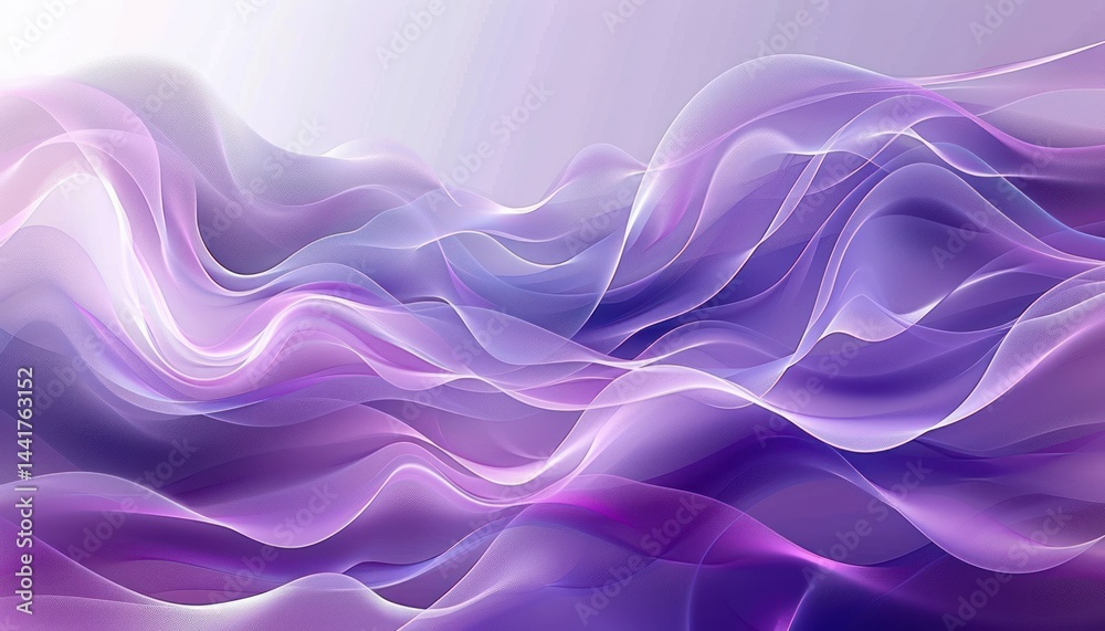 Fototapete abstract flowing waves of soft translucent purple and lavender hues creating a smooth undulating pat