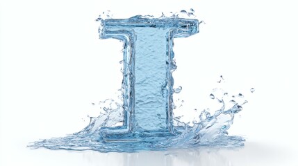 Isolated Letter T Forming From Clear Splashing Water on White Background
