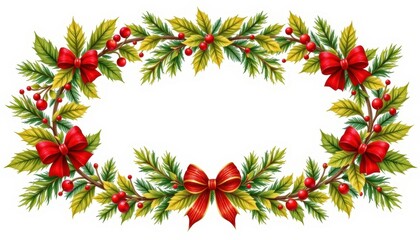 Naklejka premium Festive wreath border stickers for adding a decorative touch.