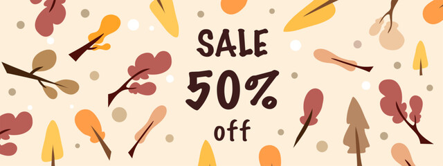 Autumn fall sale fifty percent off discount template