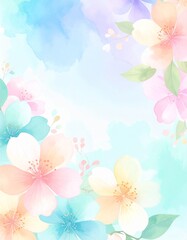 Fototapeta premium Watercolor Pastel Flowers Background