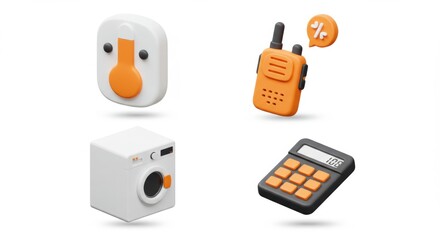 3D Rendered Icons: Smart Home & Utilities